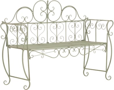 CLP Minna Tuinbank - metalen bank - armleuningen - art nouveau - 180 kg - antiek/groen