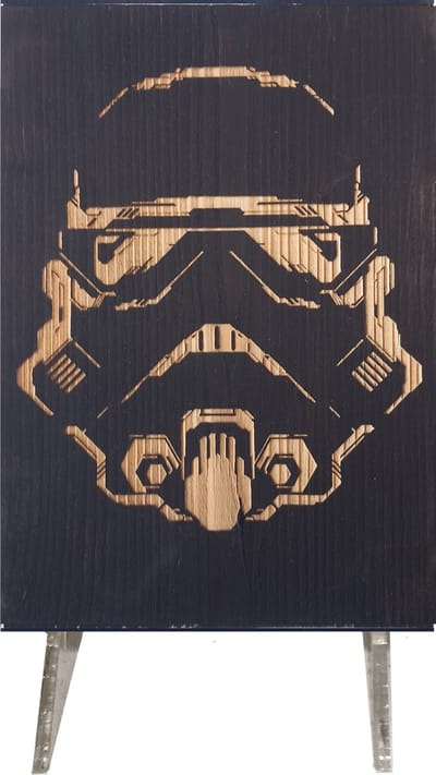 Star Wars Stormtrooper Houten bord | 14 x 20 cm | Decoratie gamekamer – Mancave - Filmposter- Charredart