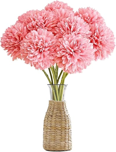 Realistische Kunstbloemen Hydrangea en Chrysanthemum Ball - Decoratieve Boeketten voor Bruiloft, Thuis en Kantoor (Roze)