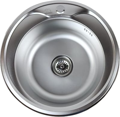 Ronde Inbouw Spoelbak Ø51x18 cm, Satijnen RVS Gootsteen met Sifon en Kraangat