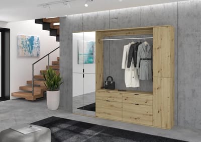 Systematic Garderobe - Houtmateriaal - Artisan Oak Nb - Schoenenopslag - 212 cm x 193 cm. Duurzame FSC-gecertificeerde productie. 4-delige set.