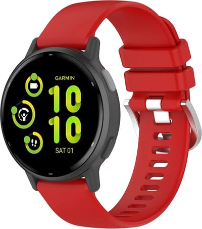 Strap-it Siliconen classic bandje geschikt voor Garmin Vivoactive 6 / 5 / 3 / Vivomove / 3 / HR / Style / Luxe / Sport / Trend / Forerunner 645 / 570 / 245 / 170 / 165 / 70 / 55 / Venu / SQ / SQ2 / 2 Plus / Approach S12 / S40 / S42 / S44 - Rood
