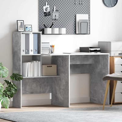 vidaXL - Bureau - Beton - Grijs - Bewerkt - hout - 131,5 - x - 50 - x - 106,5 - cm
