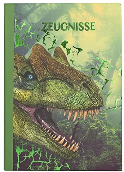 Idena 20131 - certificaatmap in dinosaurusdesign, met 12 vakken voor DIN A4-formaat