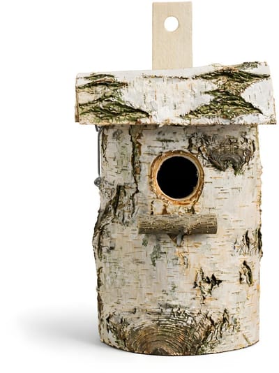 Dailygoods- Vogelhuis Berkenhout - Nestkast 25 cm - Ingangsopening 32 mm - Geschikt voor kleine vogels - Natuurproduct - Reinigen met losschroefdak