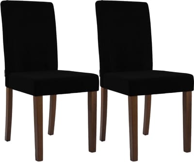 CLP Ina Set van 2 eetkamerstoelen - klassiek - met rugleuning - hout - corduroy - ribstof - antiek donker/zwart