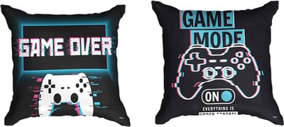 Ulticool - Kussenhoes - Game On Off Controller Monitor Gaming Accesoires - Set van 2 Kussens - Exclusief Kussenvulling - Sierkussens 45x45 cm - Sierkussenhoes Kussentjes Bank Decoratie Game Lamp Tiener Jongen - Kinderen