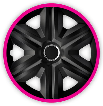 NRM FAST LUX wieldoppen 14 inch - set van 4 - zwart en roze - dubbel gelakt plastic