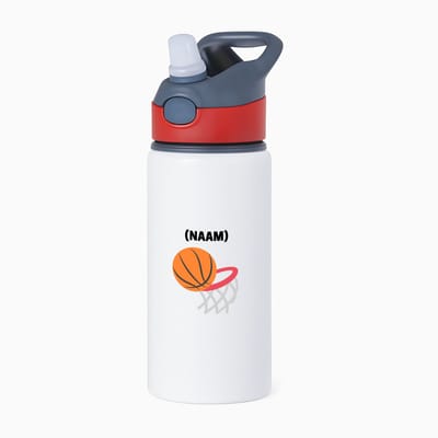 Hacebo® - Basketbal met eigen naam waterfles met rietje rood - Basketbal - Basketballer - Sport - water fles - 650ML