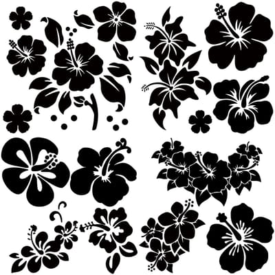 Allecto - Autosticker Hibiscus Bloem - Waterdichte Vinyl Sticker - 20x20 cm - Perfect voor Auto Decoratie - Geschikt voor Buiten - Meerdere Stijlen