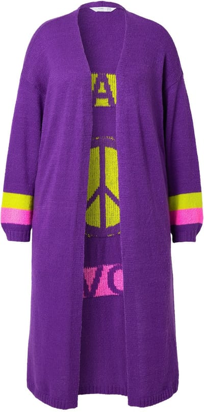 Angel of Style - Dames - Lang vest Peace-motief op de rug open model - Violet - Maat 50+