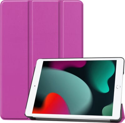 Hoesje Geschikt voor Apple iPad 7 (2019) - 10.2 inch - 7e Generatie - Dun & Stevig - Trifold Bookcase - Hard Cover - Hardcover Book Case - Tablet Hoes - Paars