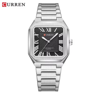 Luxe Curren Horloge | Quartz | Zwart Wijzerplaat | Zilver Kleurige Band | 37mm