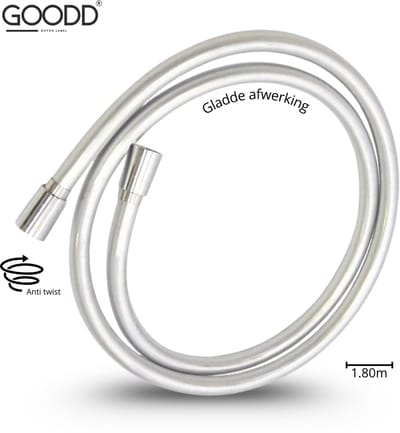 GOODD® - Doucheslang - 180 cm - Zilver - Antitwist systeem - 5 laags