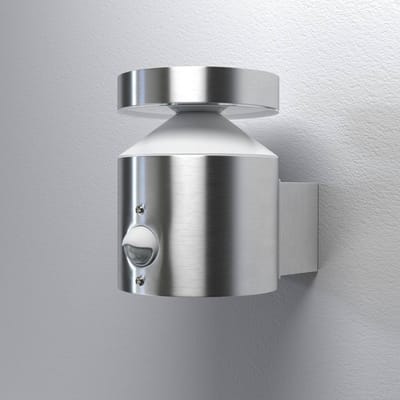 OSRAM ENDURA Style Cylinder buitenwandlamp met sensor 150mm, 3000K, 660lm, 6W, modern design van roestvrij staal, IP44 voor entrees en gevels