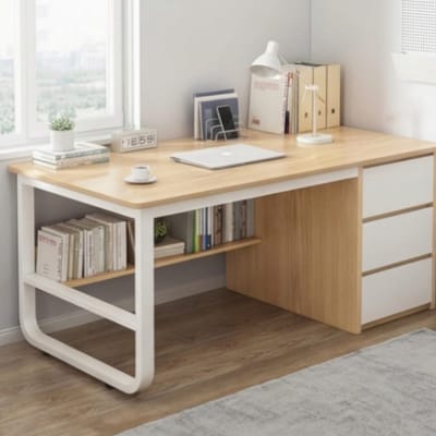 Hoekbureau met Boekenkast 120x48x75 cm - 120x48x75 cm - cm – Modern Bureau Laden - Medahomestore