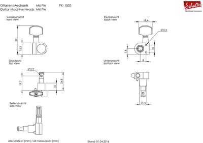 Schaller M6 Pin Locking 3L3R Chrome - Stemmechaniek voor gitaar