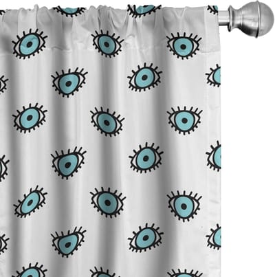 ABAKUHAUS – Doodle Ogen Voorhang 2x75x175 cm – Seafoam/Wit