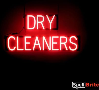 DRY CLEANERS - Lichtreclame Neon LED bord verlicht | SpellBrite | 78 x 38 cm | 6 Dimstanden - 8 Lichtanimaties | Reclamebord neon verlichting