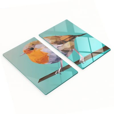 Decoratieve glazen snijplanken voor in de keuken met afbeelding van een roodborstje, 2x30x52 cm
