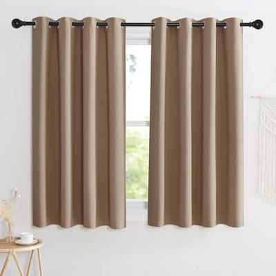 Verduisteringsgordijnen, Isoleren Licht, Geschikt voor Woonkamer Slaapkamer Studeerkamer, Gordijnen Kant en Klaar,140B x 145H cm (2 Panelen),Cappuccino