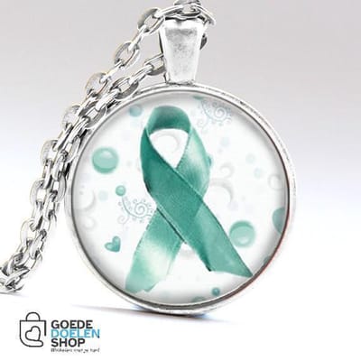 GoedeDoelen.Shop | Cabochon Hanger Green Ribbon - Ribbon of Hope | Pink Ribbon Sieraad | Hoop | Vertrouwen | Wellness-House