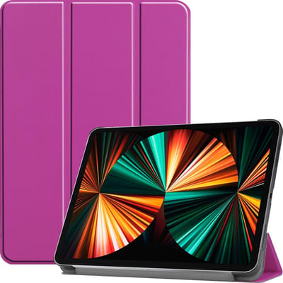 Hoes - Geschikt voor Apple iPad Pro (2021) - 11 inch - 3e generatie - Dun & Stevig - Trifold Bookcase - Hard Cover - Hardcover Book Case - Tablet Hoesje - Paars