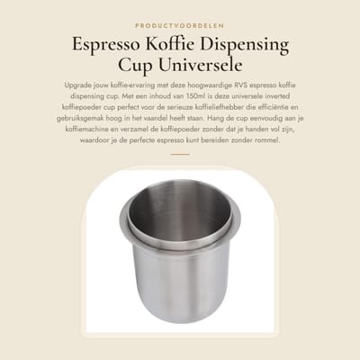 Dailygoods- Espresso Kopje 150ml - Doseerfles - Roestvrij Staal - Universele Koffiepoeder Houder - Efficiënt Koffiezetten - Lichtgewicht 126g - Doser