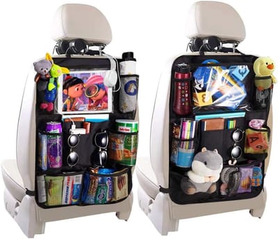 Famanu – Rugleuningbeschermers - auto-achterbank-organizer voor - 10 inch en 9 opbergvakken - waterdichte autostoelbeschermer - kick-mat-bescherming voor autostoel
