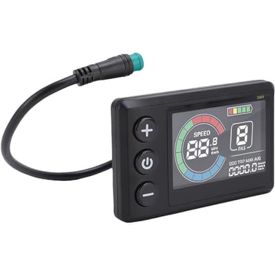 Elektrische Fiets LCD Display Meter met 5-aderige Waterdichte Kabel voor Elektrische Scooter 22,2 mm 0,9 inch Stuur black