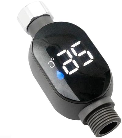 Douche Water Temperatuurmeter - Badthermometer Slim - Veilig Baden - Zonne Aangedreven - 11 x 5 x 3 cm - Zwart