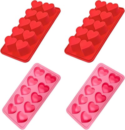 Hartvormige siliconen bakvormen voor cake, gelei, chocolade en ijs - Flexibele 4-delige set voor creatief bakken en decoreren