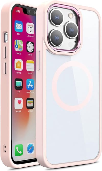 Hybrid Transparant TPU Hoesje - Camera Surround Case - Compatibel met MagSafe Geschikt voor: Apple iPhone 15 Pro Max - Lichtroze