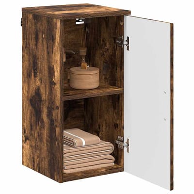 vidaXL - Badkamerkast - Rook - Eiken - 30 - x - 31,5 - x - 61 - cm - Bewerkt - hout, - Metaal