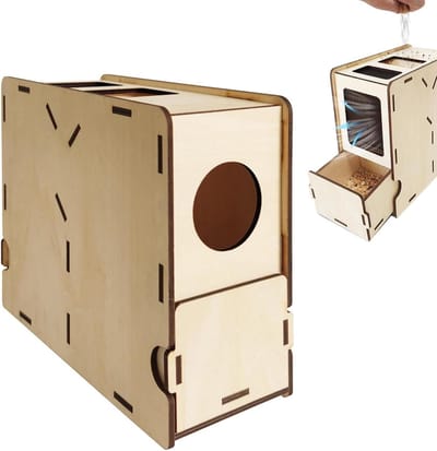Graan Scheider - Vogelvoer Machine - Vogels Voeren - Uniforme Luchtstroom - 23 x 10 x 19 cm - Houtkleur