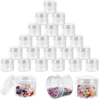 96 Stuks 20ml Heldere Plastic Potjes met Deksel, Lege Ronde Opbergcontainers voor Make-up en Monsters