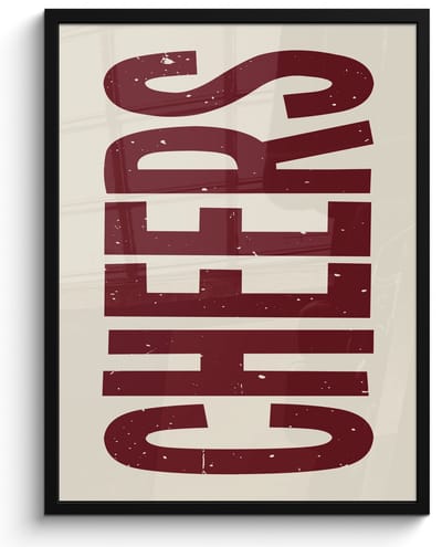 Fotolijst inclusief poster - Posterlijst 50x70 cm - Posters - Red - Cheers - Decoratie - Beige - Foto in lijst - Keuken decoratie muur - Wanddecoratie accessoires - Muurdecoratie - Schilderijen