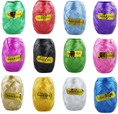 Dailygoods- Cadeaulint 12 Rollen - 10 m per Rol - Kleurrijk/Decoratie - Krullend Lint - Bruiloft/Festival - Handwerk/Geschenkverpakking - Decoratielint