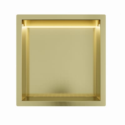 Mat goud RVS Inbouwnis 30x30x7cm met RGB verlichting
