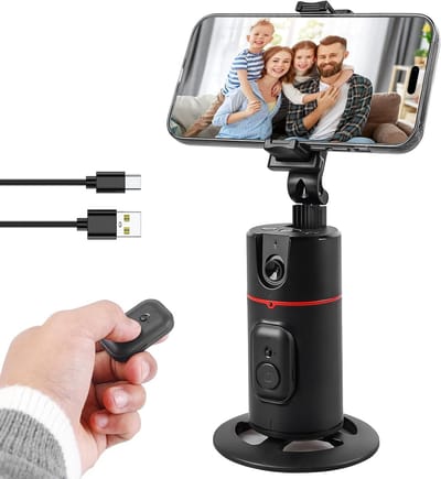 Mobiele Telefoon Statief met 360° Rotatie en Gezichtsherkenning voor Vlogs en Video-opnames, Inclusief Afstandsbediening en Gesture Control