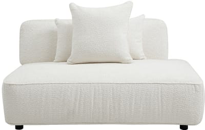 Vente-unique Chaise longue rechts in gebroken wit boucléstof LELACO