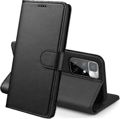 Hoesje Portemonnee voor Xiaomi Redmi 10 Zwarte portemonnee met magnetische klep en kaartopslag