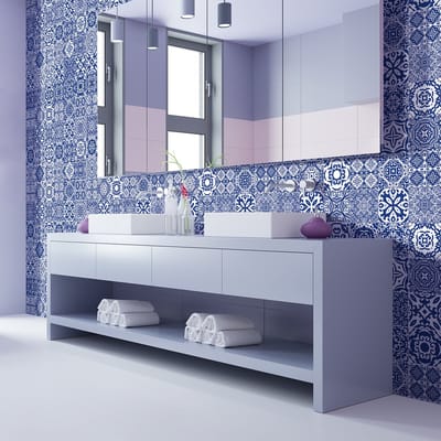 Zelfklevende muurtegelstickers voor keuken en badkamer - 60 AZULEJOS BARBARA tegelstickers - 60 stickers 20x20cm