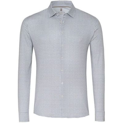 Desoto Overhemd Mini Squares Circles Casual Kent Beige-Blauw / male