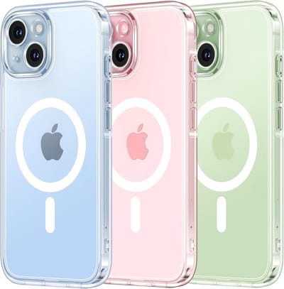 voor iPhone 15 Case Compatibel met MagSafe, Volledige Camerabescherming, Wordt nooit geel, Schokbestendig Anti-vingerafdruk Anti-slip Dunne Slagvaste Hoes 6,1-Inch, Transparant