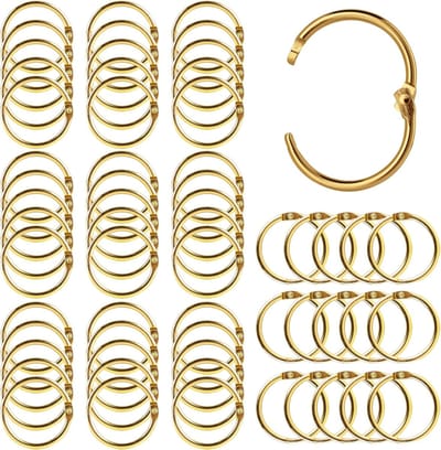 Boekringen, 100 stuks ringbinders, 30 mm, metalen hechtringen, boekbinderingen, indexkaarten, ring voor scrapbook, album, memo-planken, handwerk, sleutelringen (30 cm, goud)