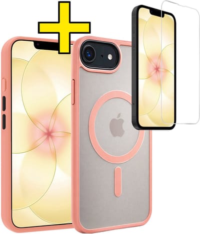 Hoesje - Met Screenprotector - Geschikt voor Apple iPhone 17e - Magsafe Compatible - Sterk & Shockproof - Back Cover - Shock Proof Case - Telefoon Hoes - Telefoonhoesjes - Perzik