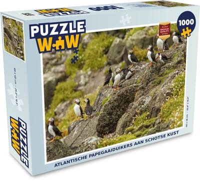 Puzzel Atlantische papegaaiduikers aan Schotse kust - Legpuzzel - Puzzel 1000 stukjes volwassenen