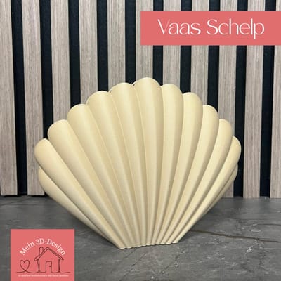Vaas Schelp - Japandi Style - 3D geprint - Kunstbloemen - Legobloemen