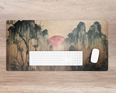 Coloray Bureau Onderlegger - Zonsondergangbos Onderlegger Bureau - 90 cm x 45 cm - Veelkleurig Bureau Onderlegger - Bureau Onderlegger Groot - Bureau Onderlegger XXL - Computer Mat - Bureau Pad